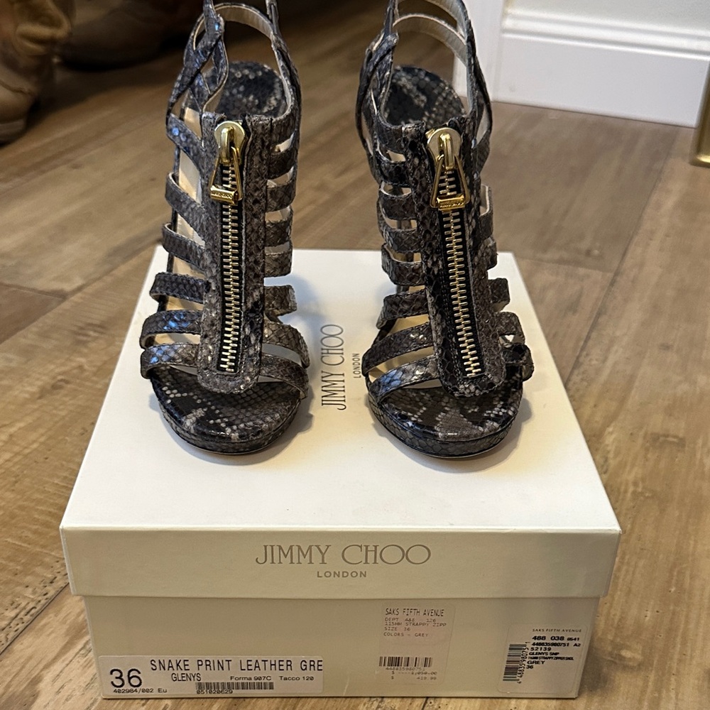 Jimmy Choo Black Snake Print Heels